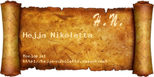 Hejja Nikoletta névjegykártya